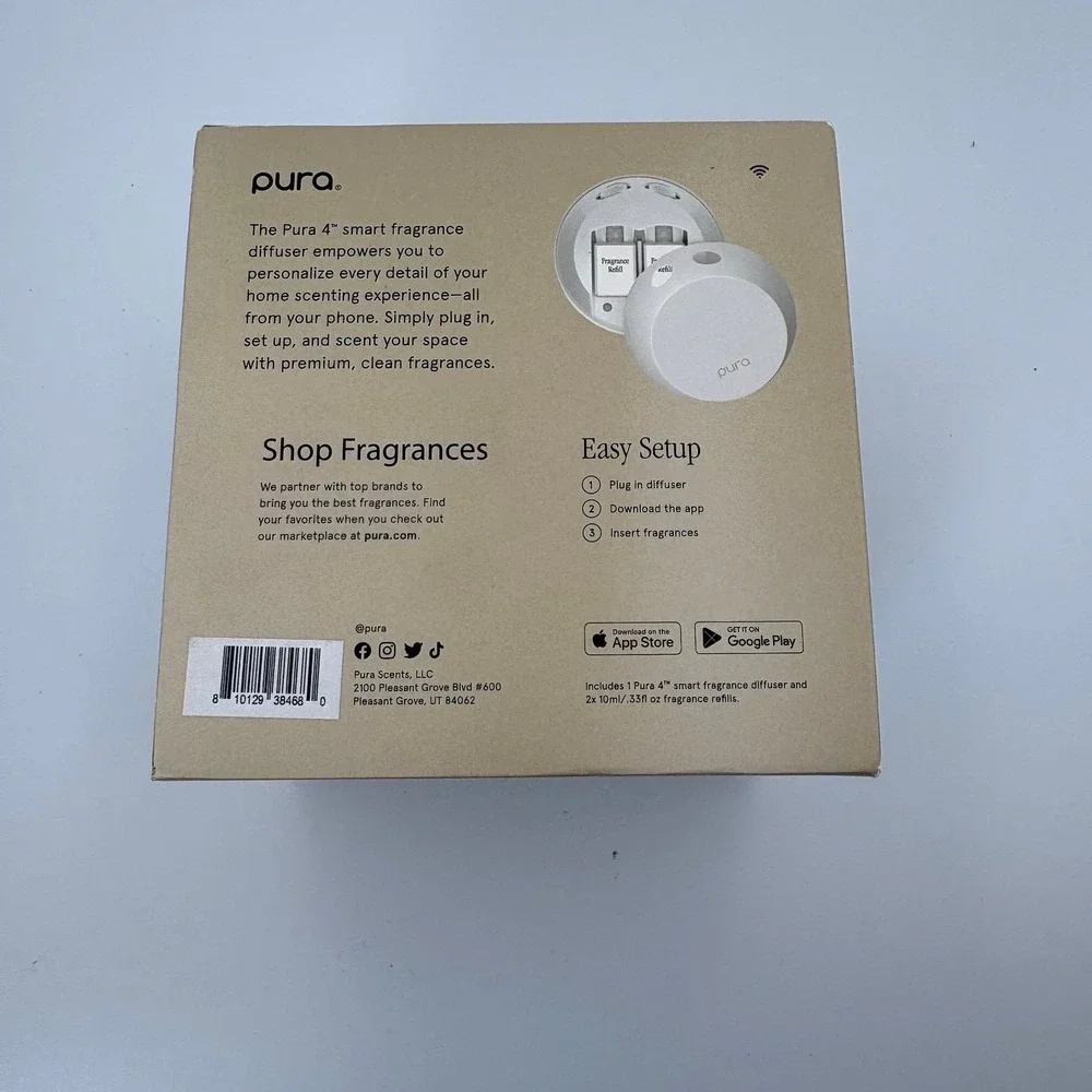 Pura 4 Smart Fragrance Diffuser New Open Box w/ 2 Refills Lavender Yuzu Citron